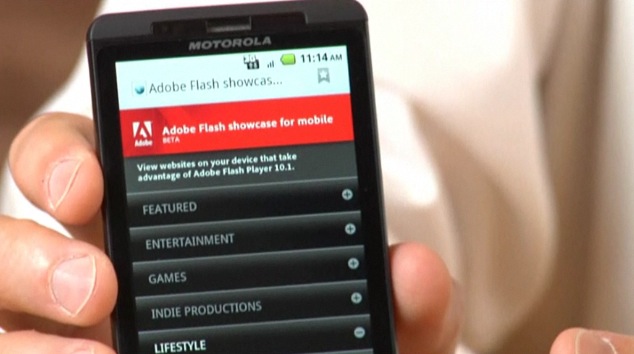 Flash Player 10.1 on Droid X by Motorola