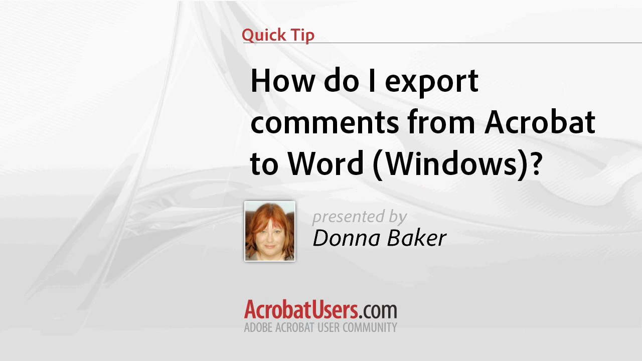Quick Tip: How to export comments from Acrobat to Word (Windows)