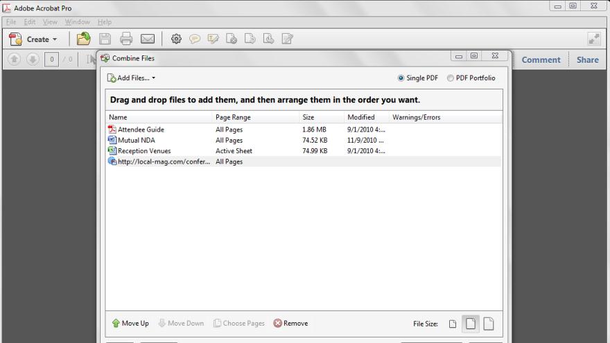 Creating and Combining Files in Acrobat