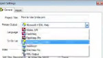Changing project settings Changing project settings